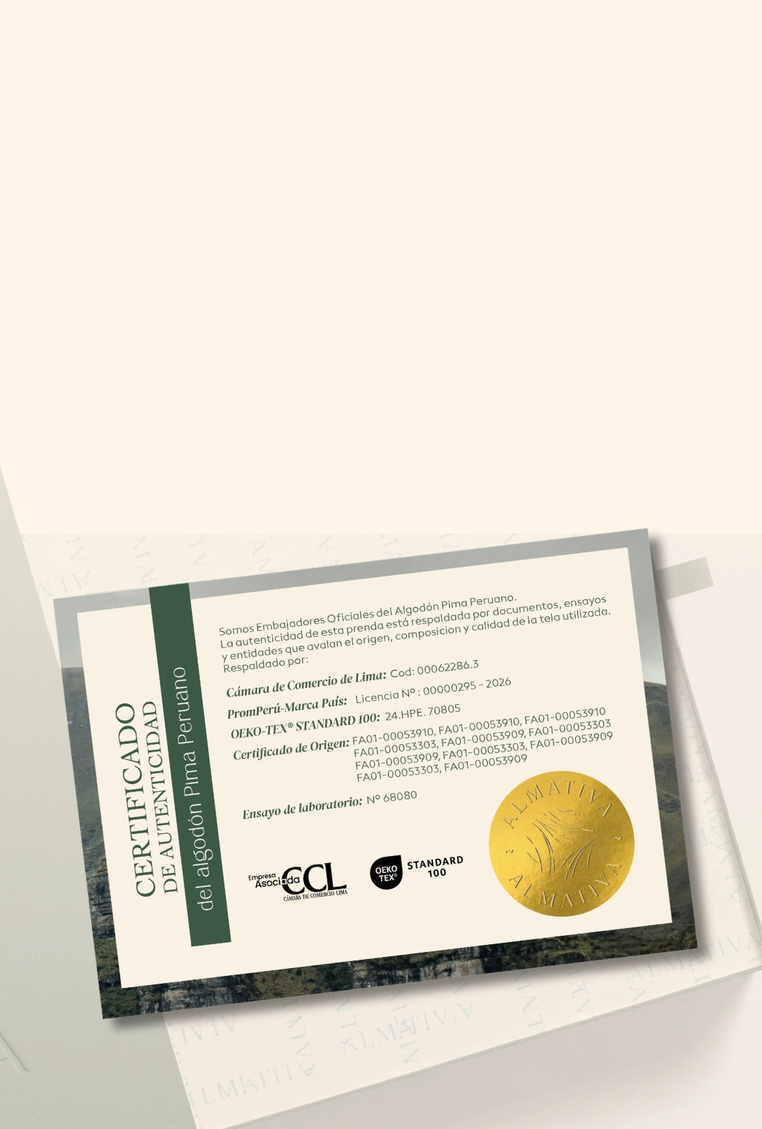Certificado de Autenticidad  ALMATIVA