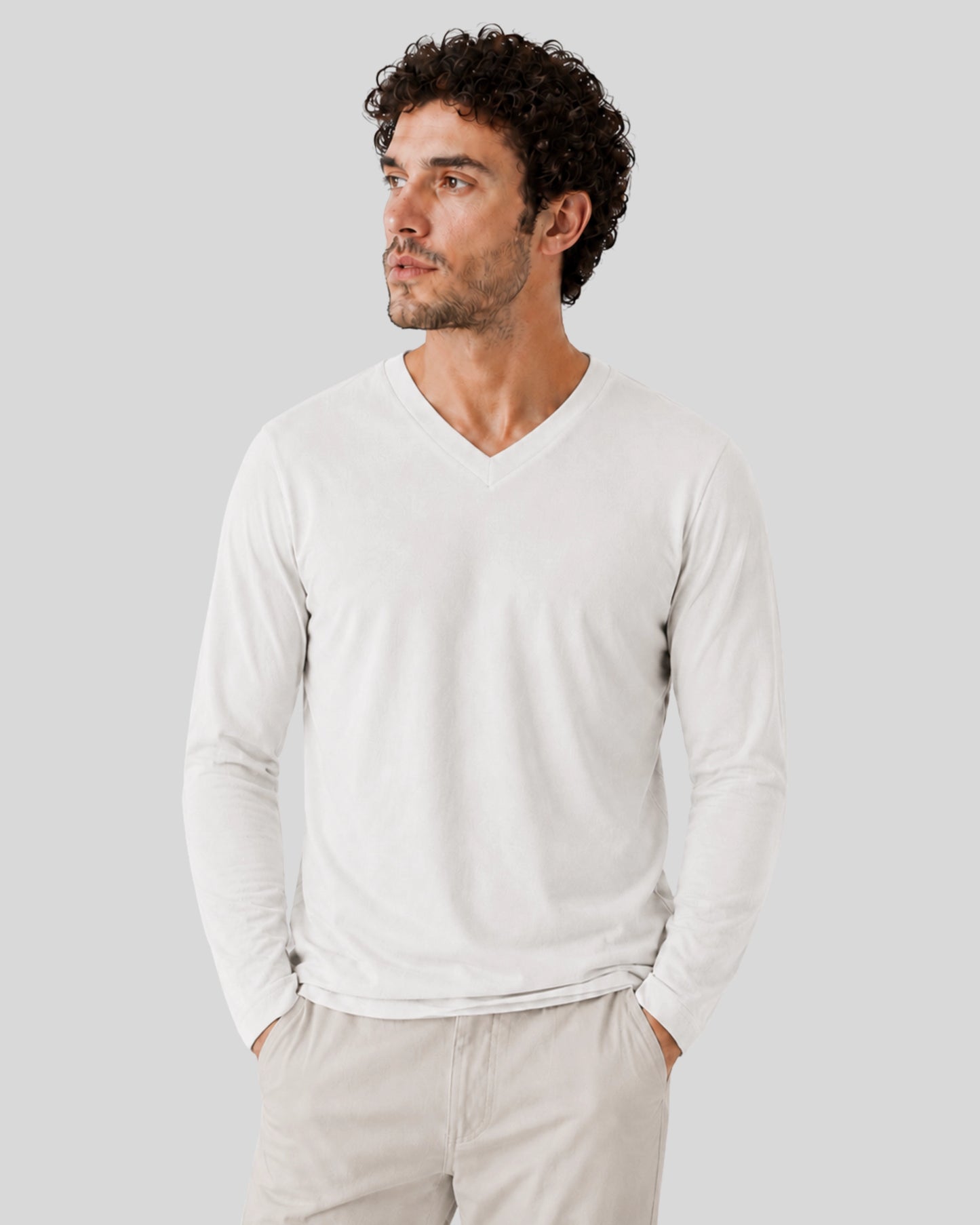 POLO MANGA LARGA CUELLO V