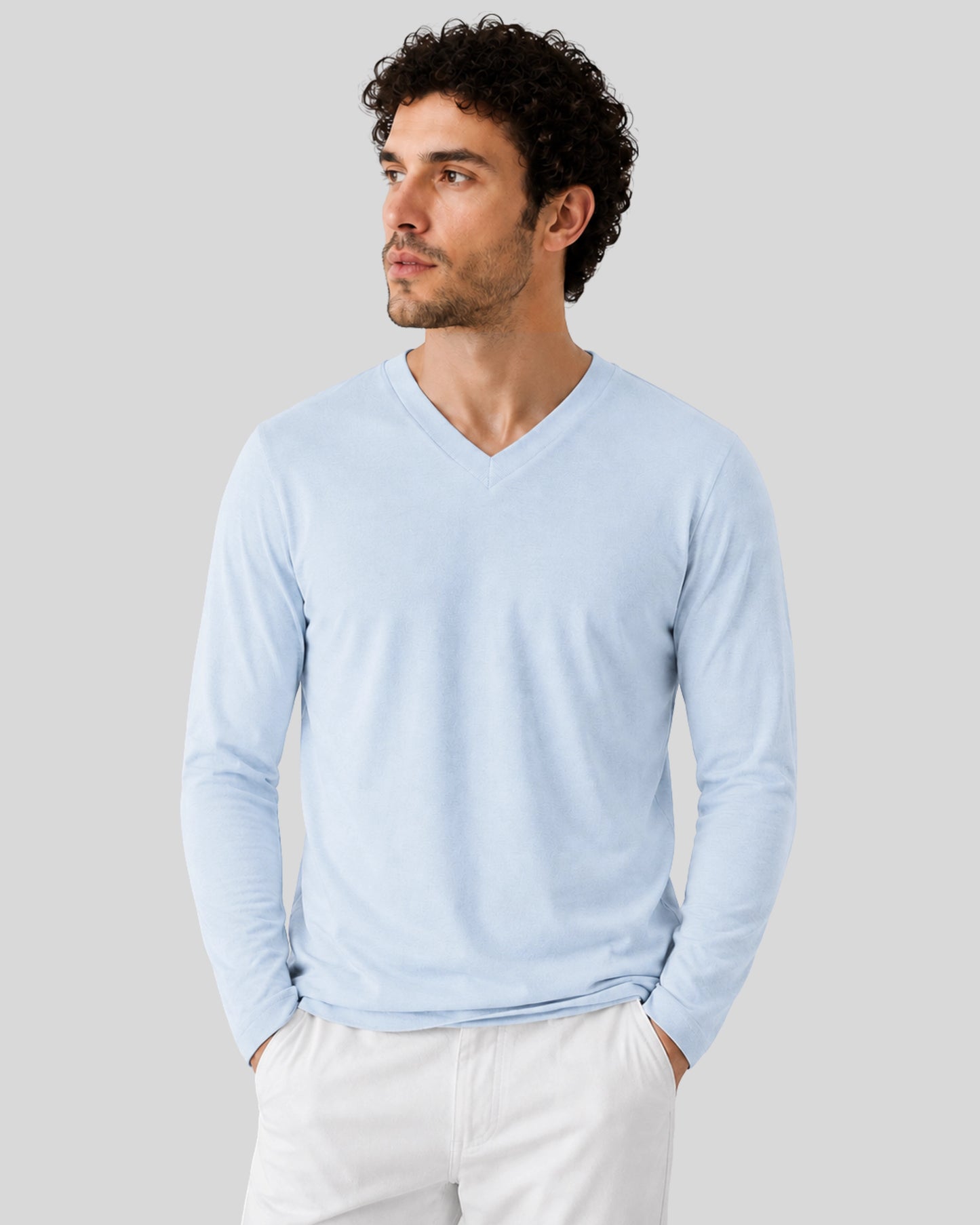 POLO MANGA LARGA CUELLO V
