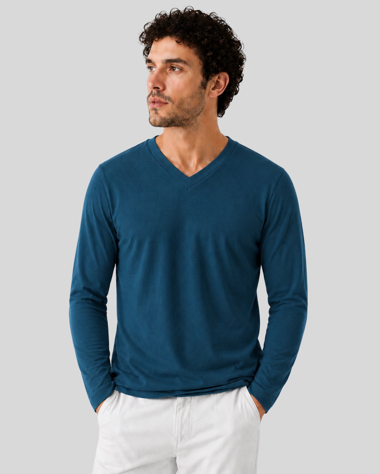 POLO MANGA LARGA CUELLO V