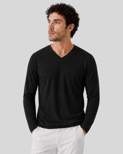 POLO MANGA LARGA CUELLO V