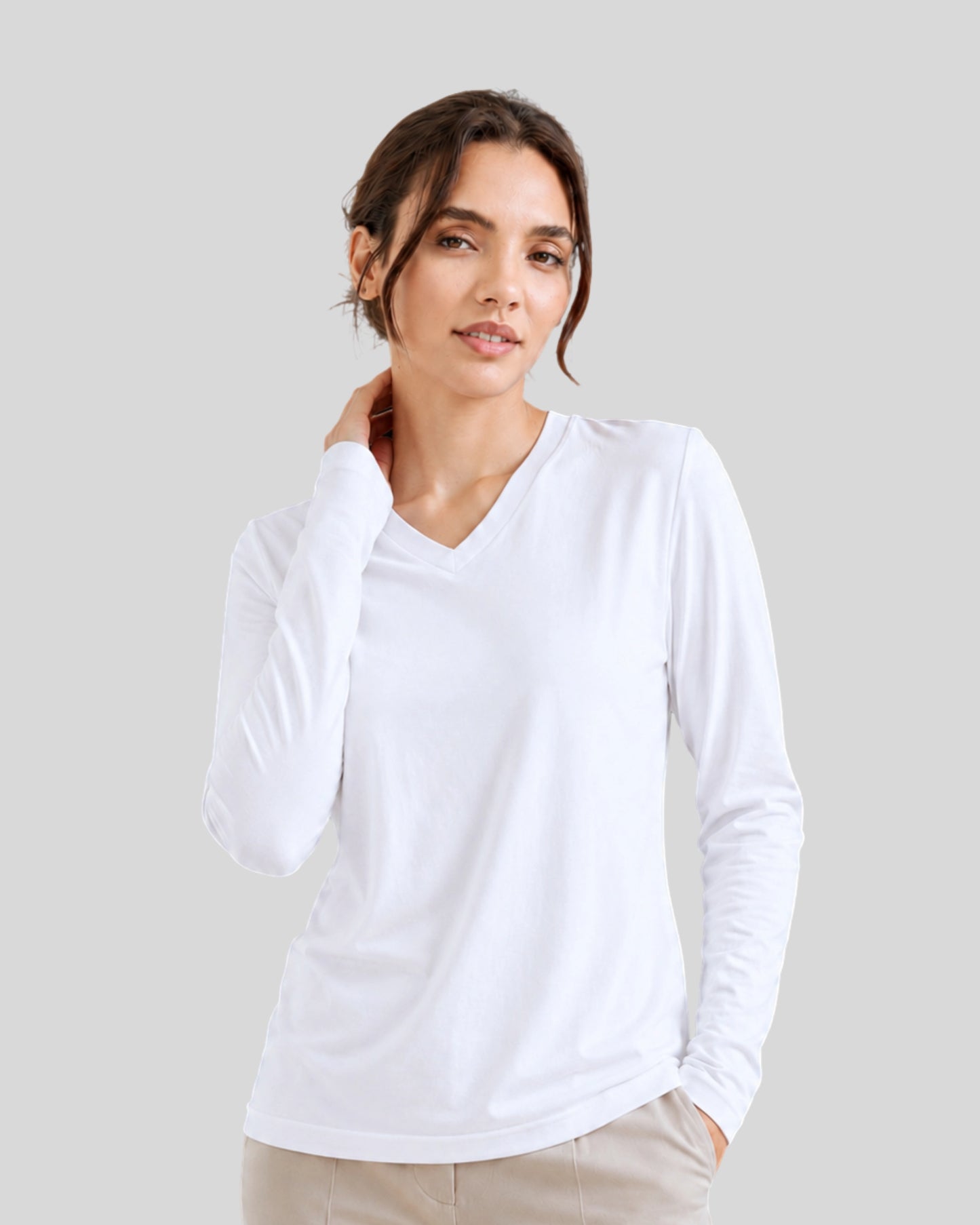 POLO MANGA LARGA CUELLO V