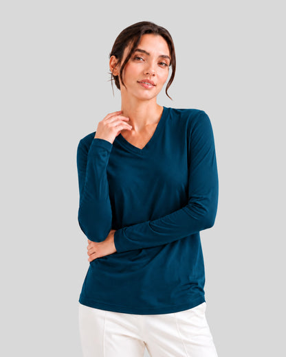 POLO MANGA LARGA CUELLO V