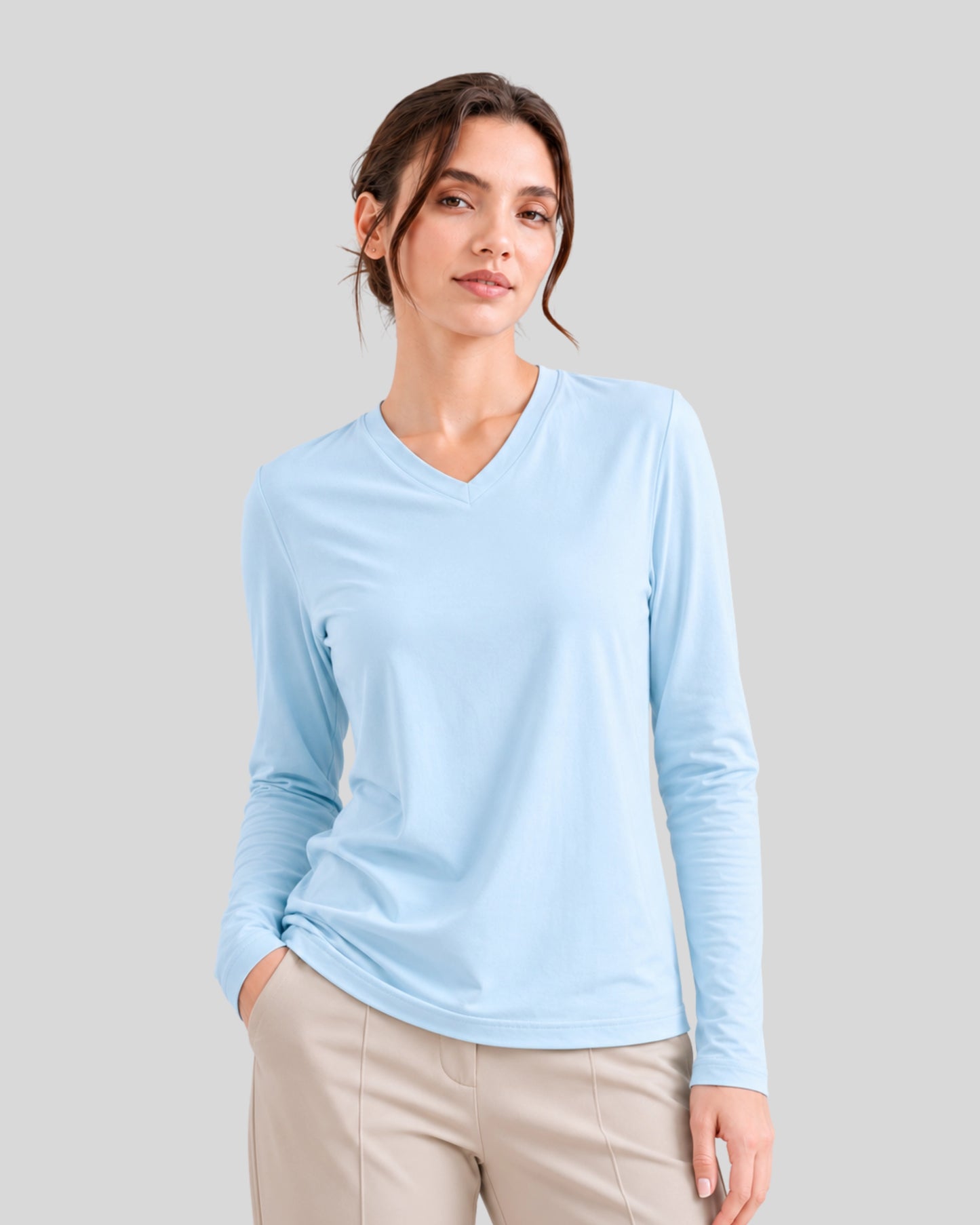 POLO MANGA LARGA CUELLO V